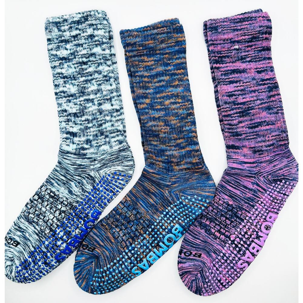 Bombas Women's Performance Gripper Crew Socks Medium 3 pairs NWOT